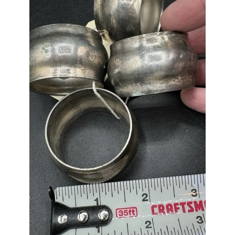 Dillards Aukey VTG Silver tone Elegant Linens Napkin Rings Set Of 4 -A97